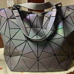 Iridescent Gray Geometric Tote Bag